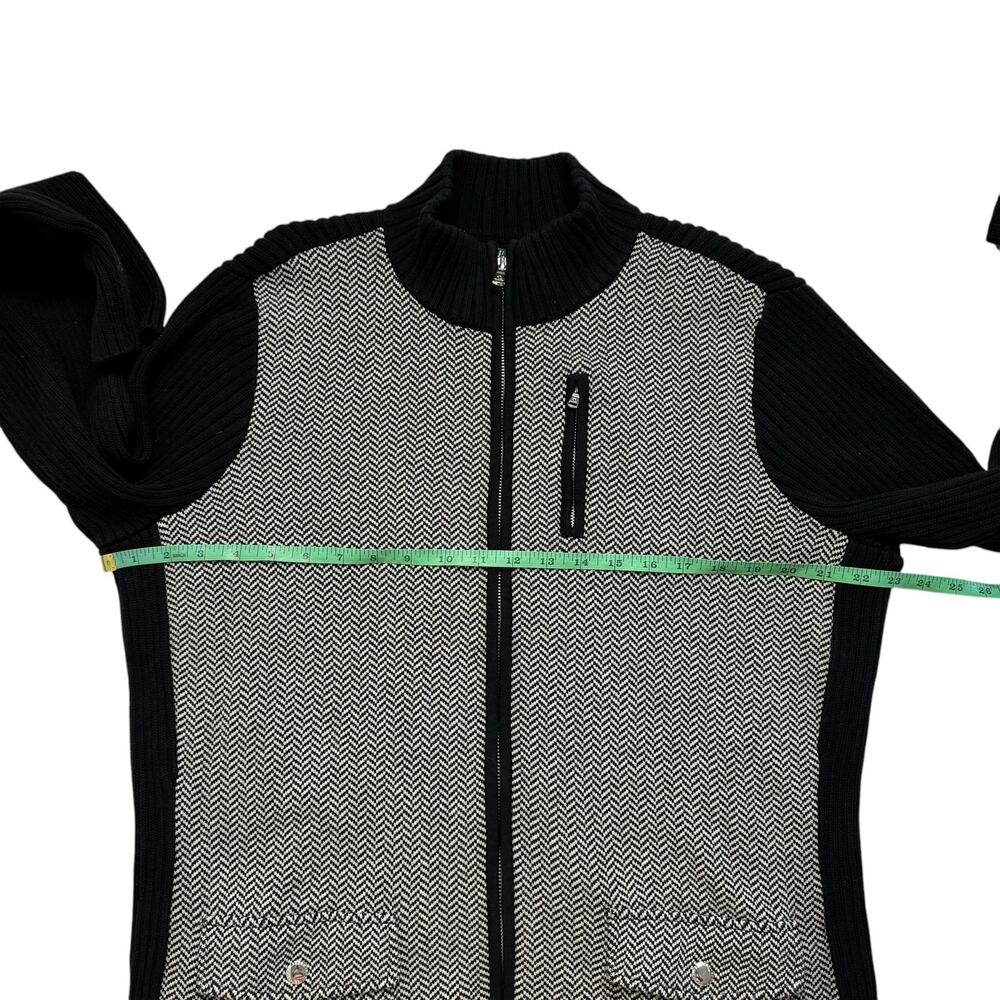 RALPH LAUREN LRL Herringbone Colorblock Zip Cardigan Sweater Size 1X Black White - Picture 7 of 9